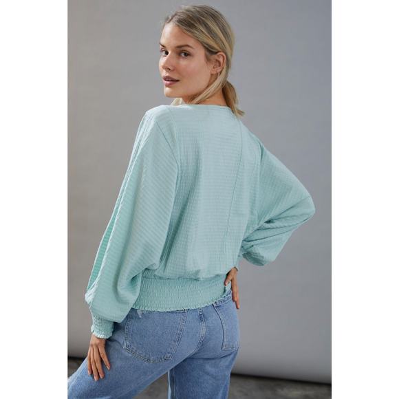 ANTHROPOLOGIE Rebecca Smocked Peasant Top Mint Green {3Q42} - Picture 4 of 4